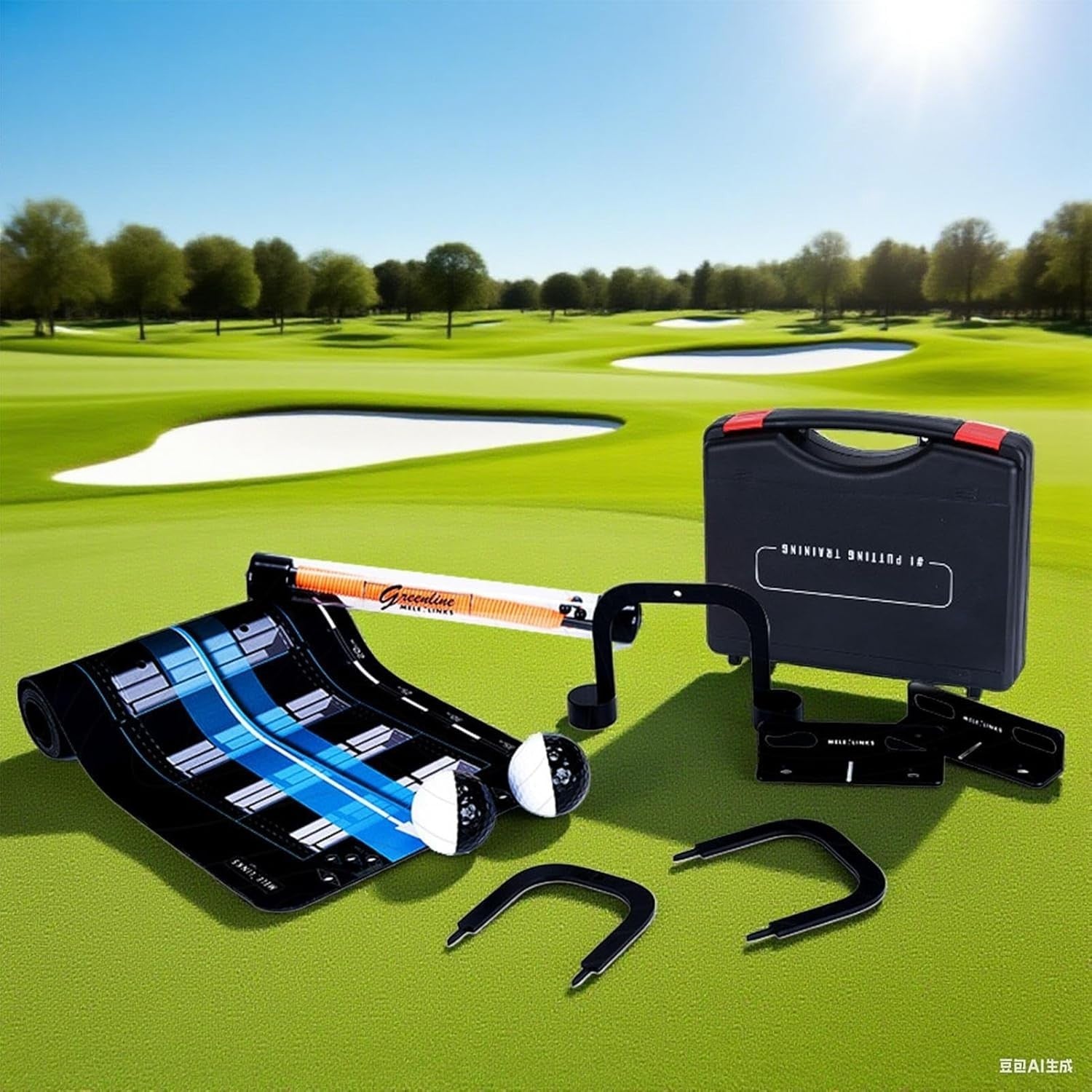 Golf Putting Mat Training Kit Portable Indoor Outdoor Home Practice Set