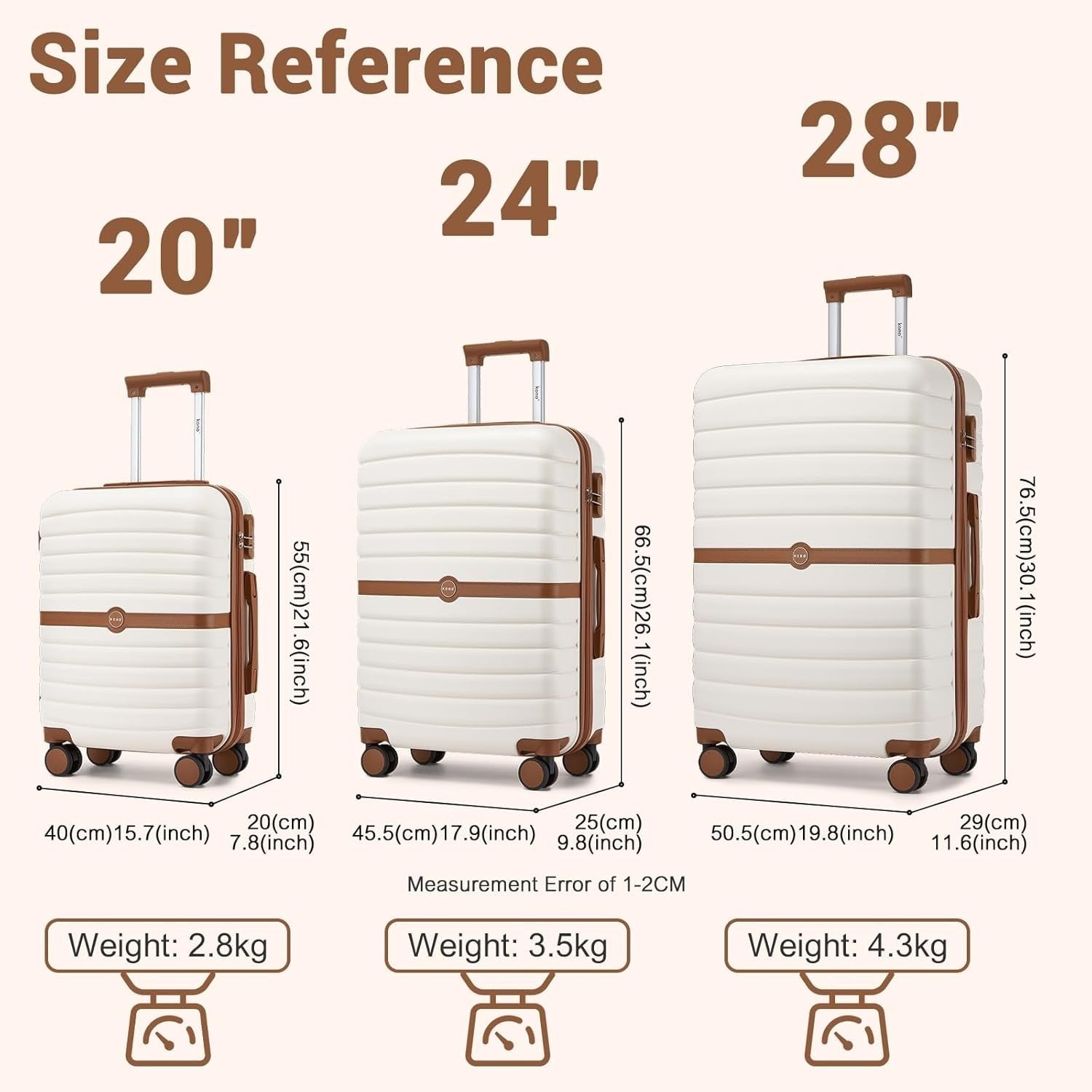 24'' Medium Check In Suitcase ABS PC Hard Shell Spinner Wheels Lock