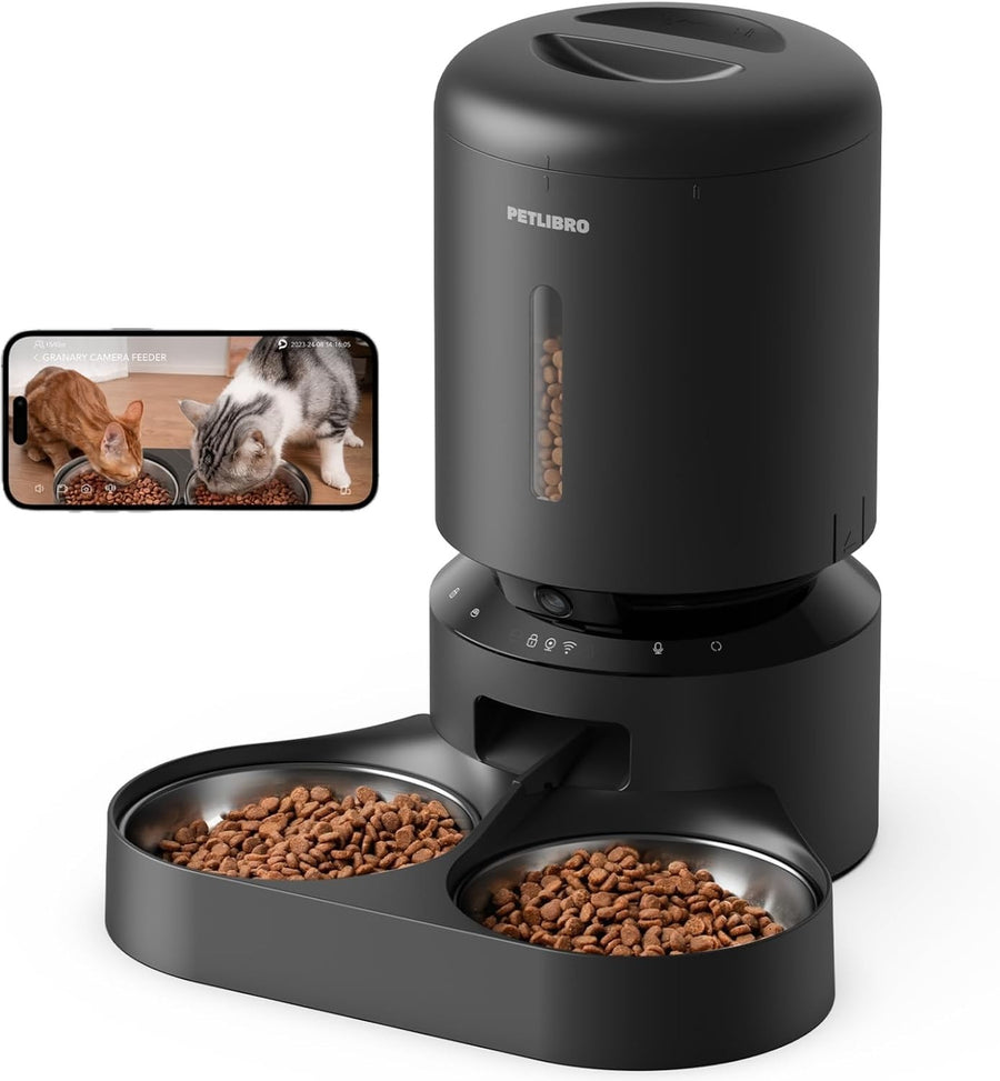 Smart Pet Feeder with Camera WiFi App Control Dual Bowl 1080P HD