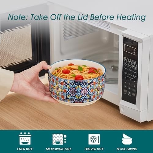 Bohemian 4-Piece Ceramic Nesting Mixing Bowls Set 60/36/20/10oz