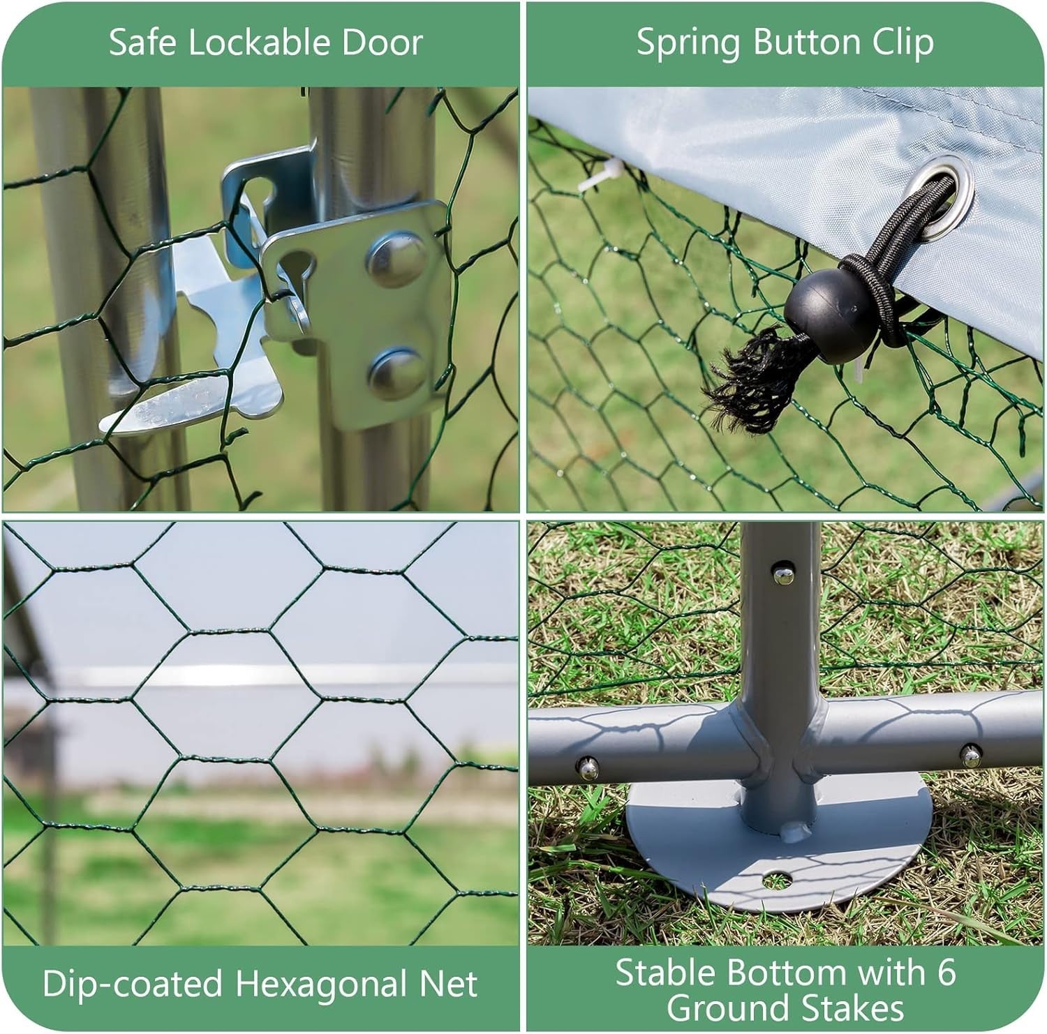 Walk In Chicken Run Galvanised Steel Enclosure Waterproof Roof 3x2m