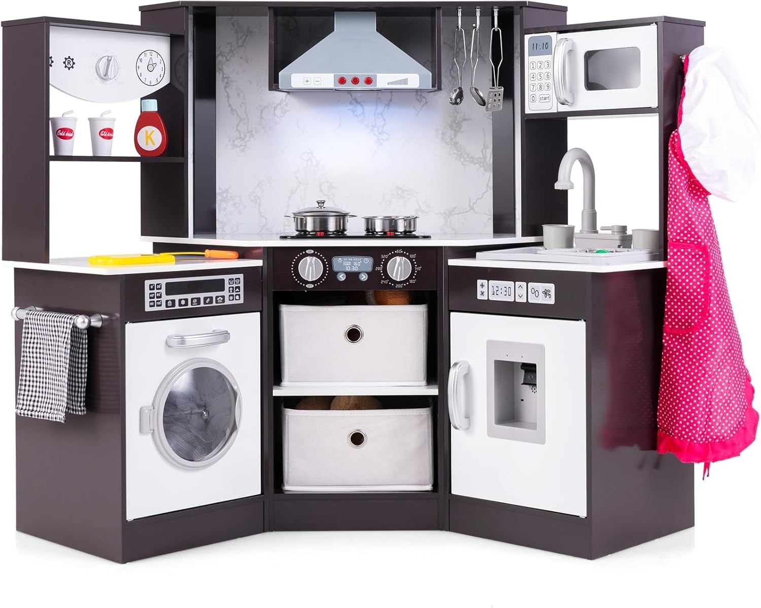 Kids Corner Play Kitchen w/ Lights Sounds Running Water Coffee Set