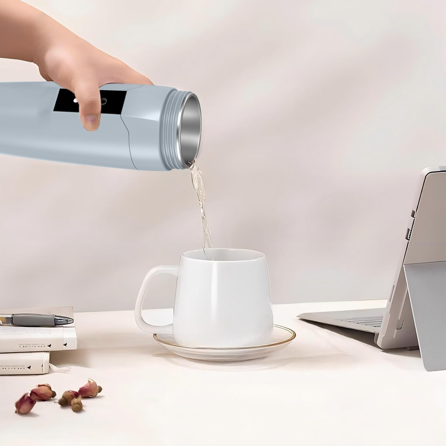 Portable Electric Kettle 300W 0.35L Mini Travel Water Heater Auto Shut Off
