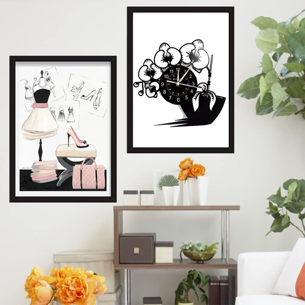 Butterfly Orchid Vinyl Wall Clock Silent Modern Art Decor 30cm Unique Home Gift