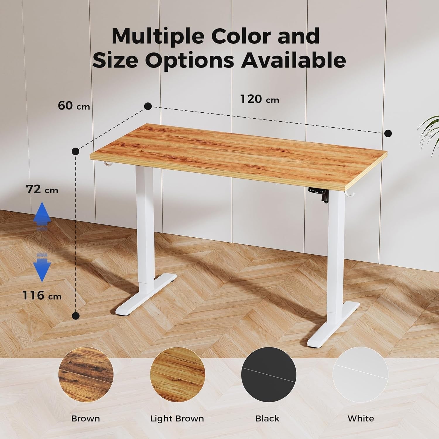Electric Standing Desk 120x60cm Adjustable Sit Stand Brown Table W/Memory