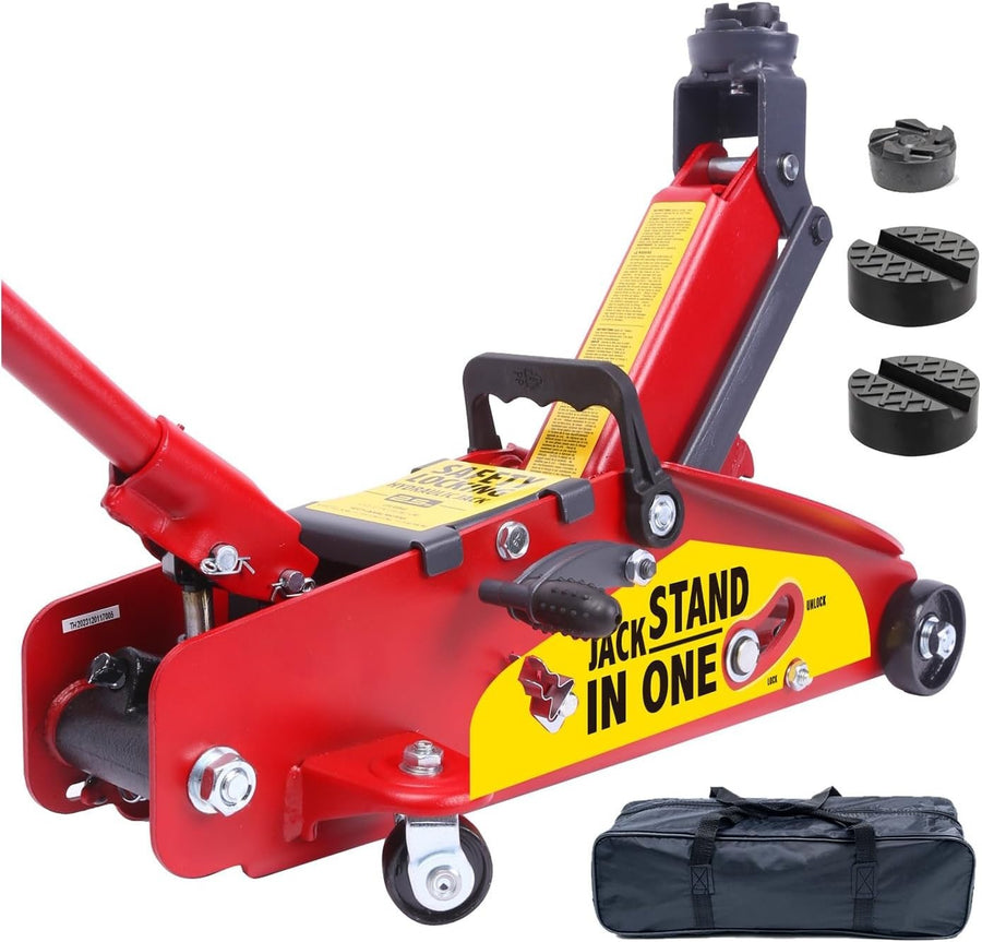 2.5 Ton Hydraulic Trolley Jack Auto-Locking Safety Lift 5.11–15.2" Heavy Duty