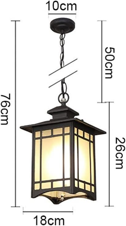Vintage Square Glass Hanging Lantern – IP65 Outdoor Ceiling Light (26×18 cm)