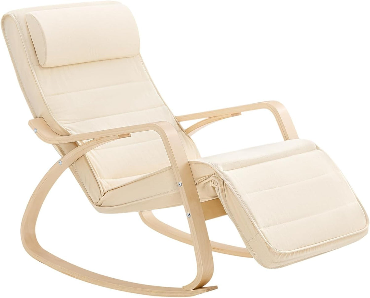 Rocking Recliner Chair w/ Footrest & Headrest – Adjustable, Cushioned Comfort