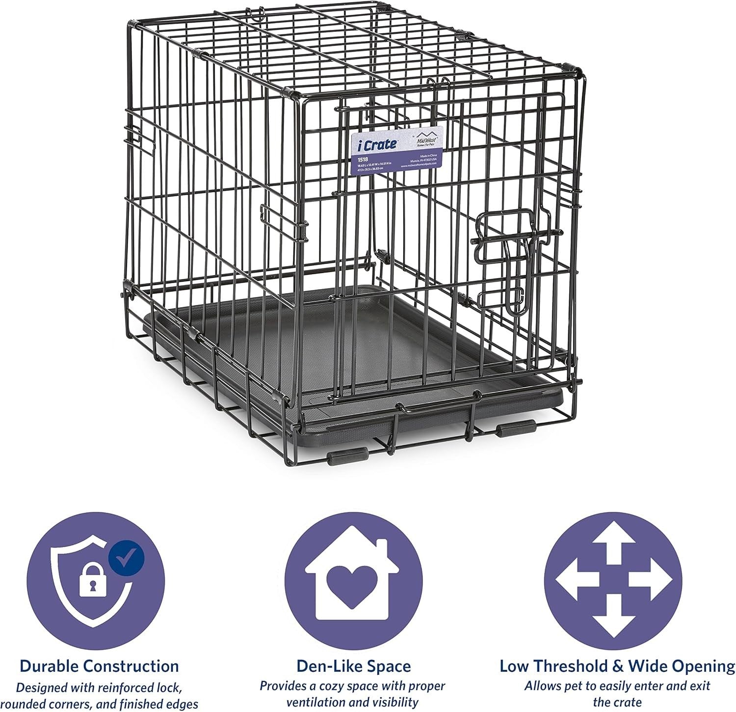 Small Single Door Dog Crate with Leak-Proof Pan, Divider & Secure Lock