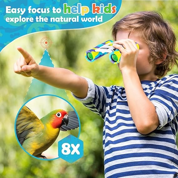 8x21 Kids Waterproof Compact Binoculars Mini Travel Bird Watching Mix Blue