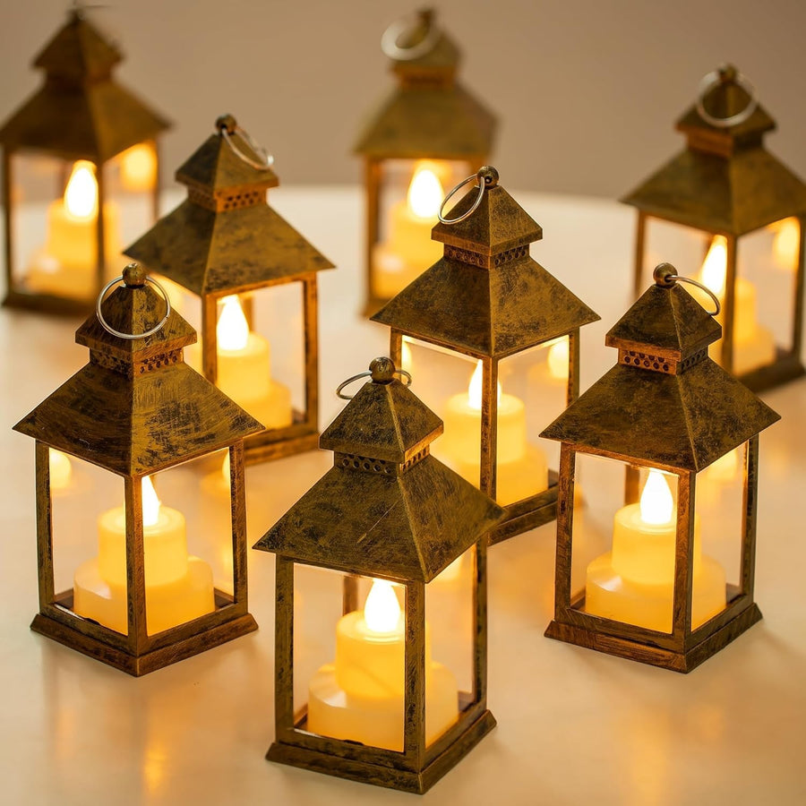 20Pcs Gold LED Candle Lanterns Wedding Table Decor Moroccan Party