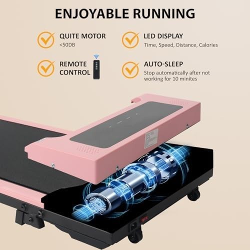 Foldable Under Desk Treadmill with Incline, App & Bluetooth Music