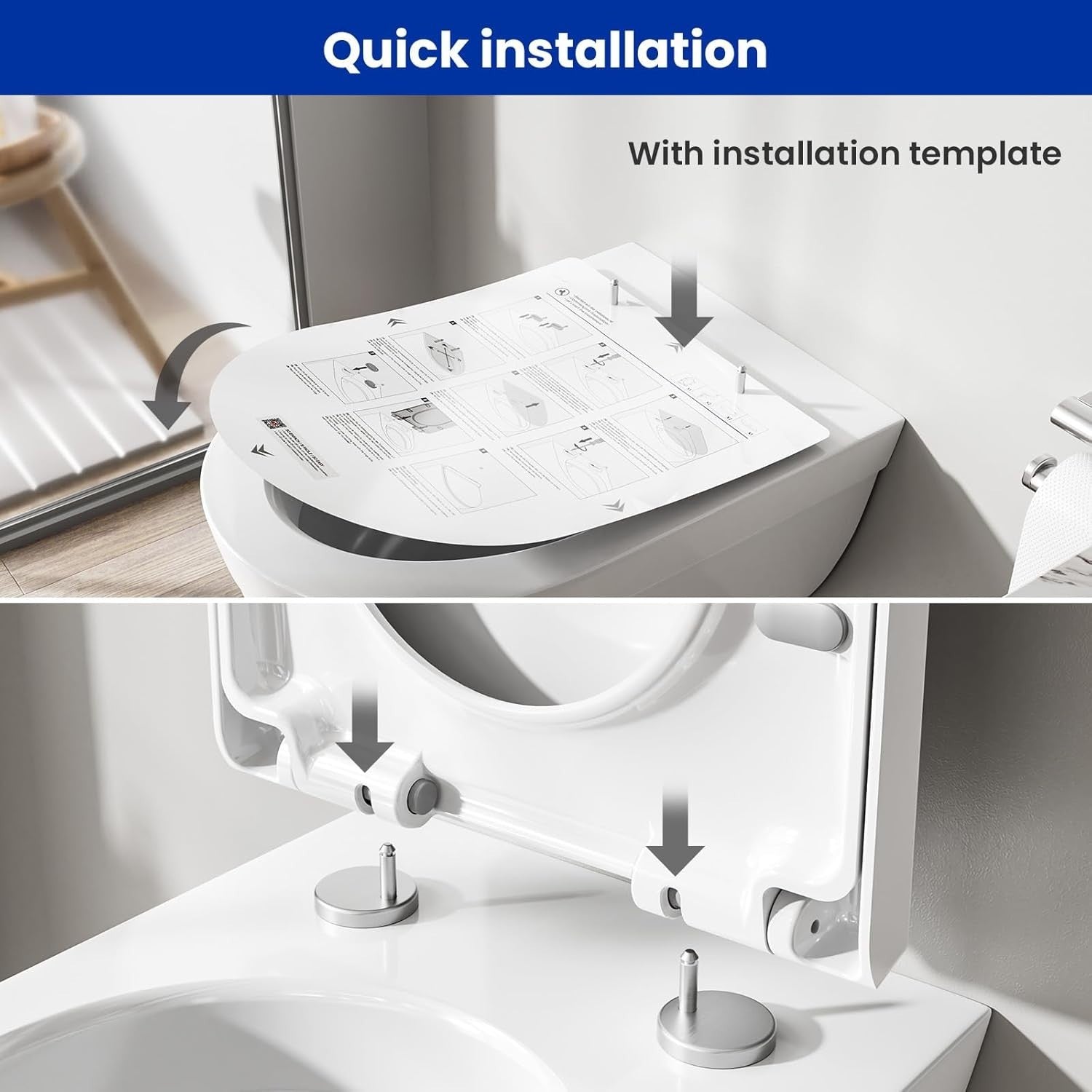 White D-Shape Toilet Seat Soft Close Quick Release Durable Thermoplastic