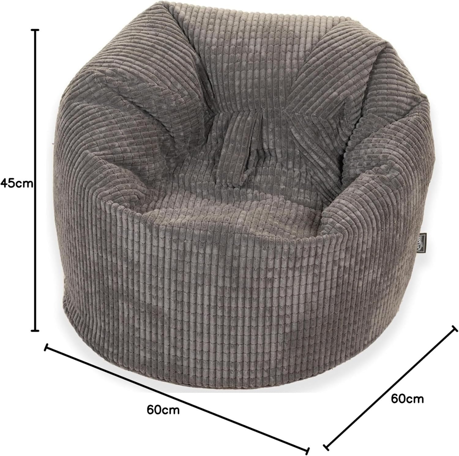 Kids Bean Bag Chair Corduroy Seat Comfy Lounge Sofa Soft Filled Grey
