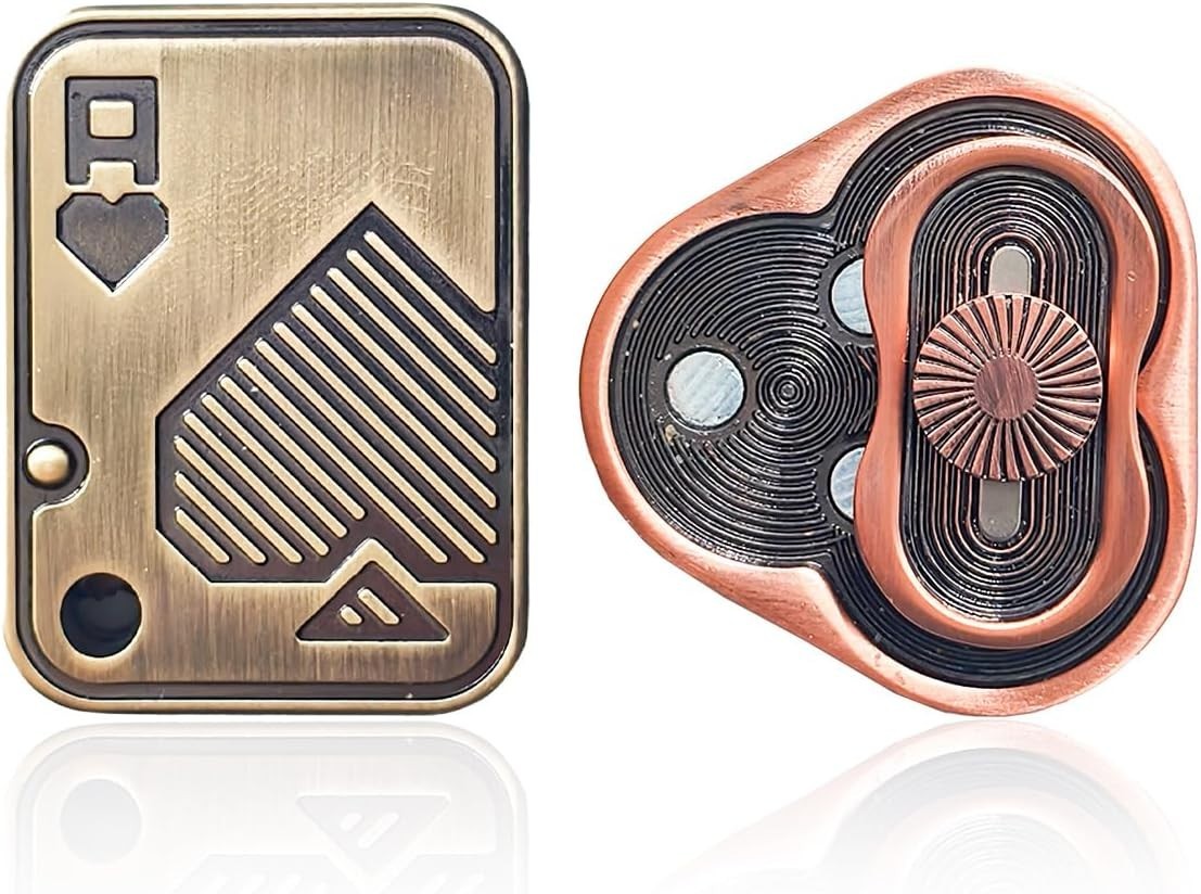 Gold 2pc Metal Fidget Kit Poker Card Triangle Stress Focus Toy
