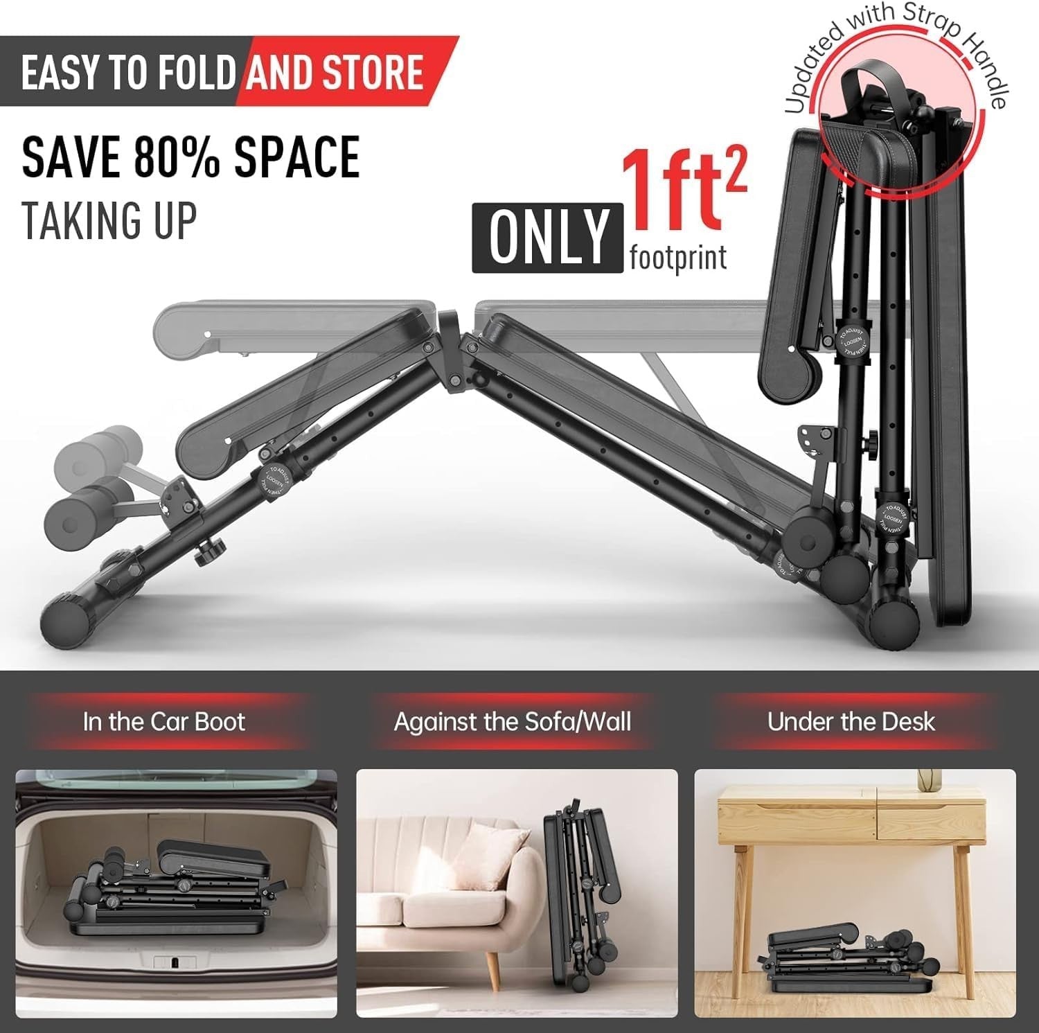 Multi-Angle Folding Workout Bench 700lb Capacity Fast Lock Home Gym