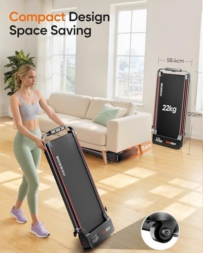 10% Incline 2-in-1 Foldable Walking Pad 2.5HP, Dual Display, App, 300lbs Red