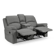 2 Seater Recliner Sofa with Cupholders Storage Console Grey Air Leather