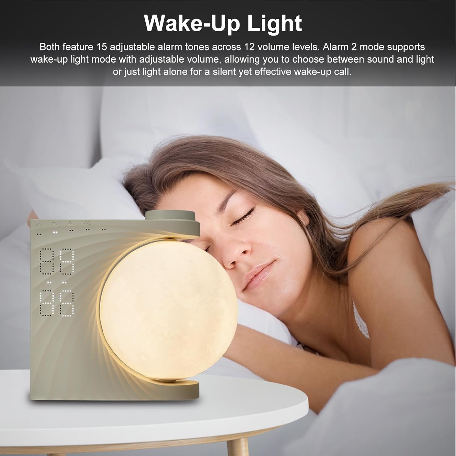 White RGB Moon Lamp Alarm Clock Wake Up Light White Noise Night Light