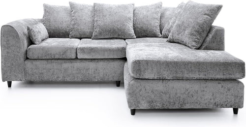 L-Shaped Light Grey Chenille Sofa 5-Seater Corner Couch Modern Living Room