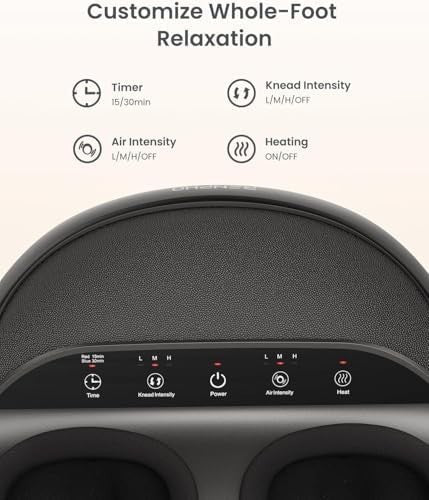 Shiatsu Foot Massager with Heat, Deep Kneading & Air Compression, Size 12