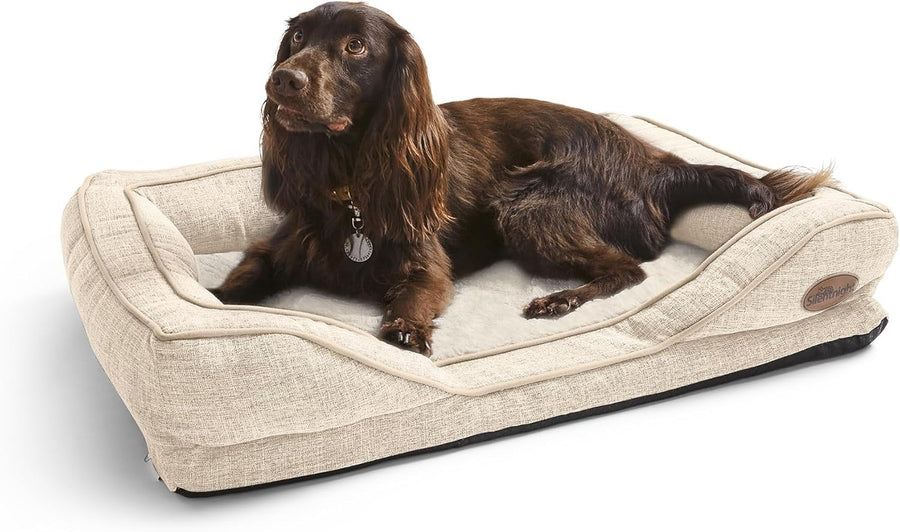 Medium Orthopedic Dog Bed 80x59cm Washable Non Slip Natural
