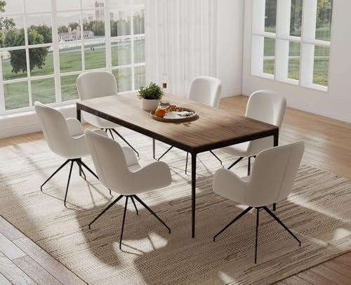 Set of 2 Swivel Dining Chairs Chenille 360° Modern Armchair