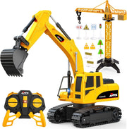 RC Excavator Digger Toy 2.4GHz Construction Truck w/ Lights Barriers Gift