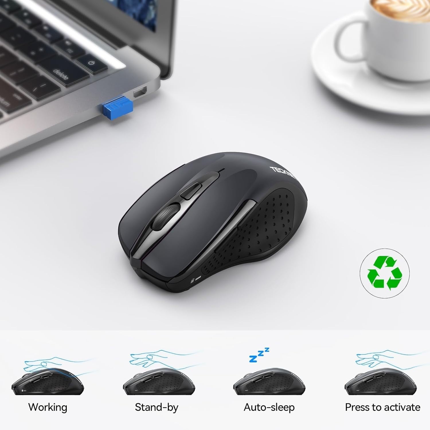 Silent Bluetooth Wireless Mouse 6 Button Adjustable DPI Ergonomic Laptop PC