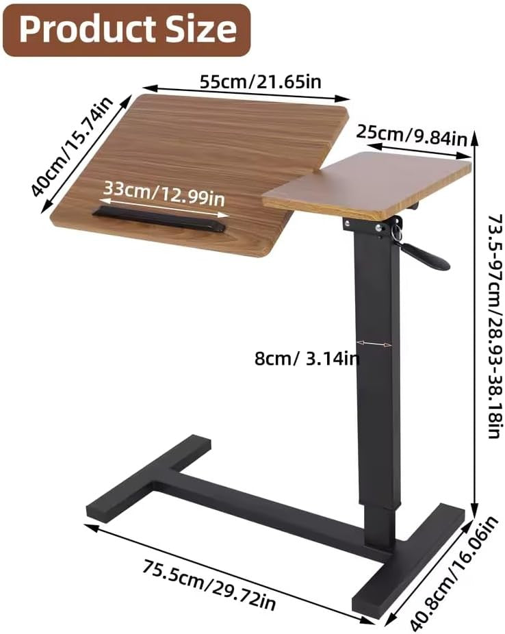 Adjustable Overbed Laptop Desk C Shaped Sofa Table Height Adjustable Black