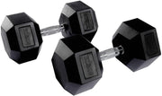 Hex Dumbbells Pair Rubber Coated Anti Roll 1–50kg Home Gym Weights