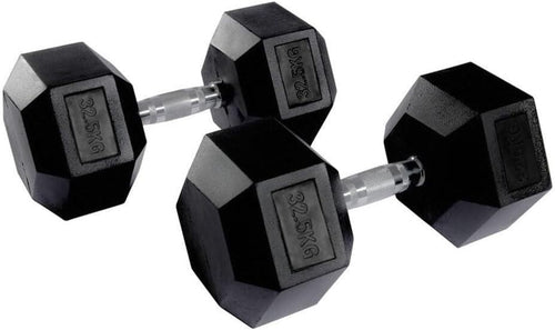 Hex Dumbbells Pair Rubber Coated Anti Roll 1–50kg Home Gym Weights