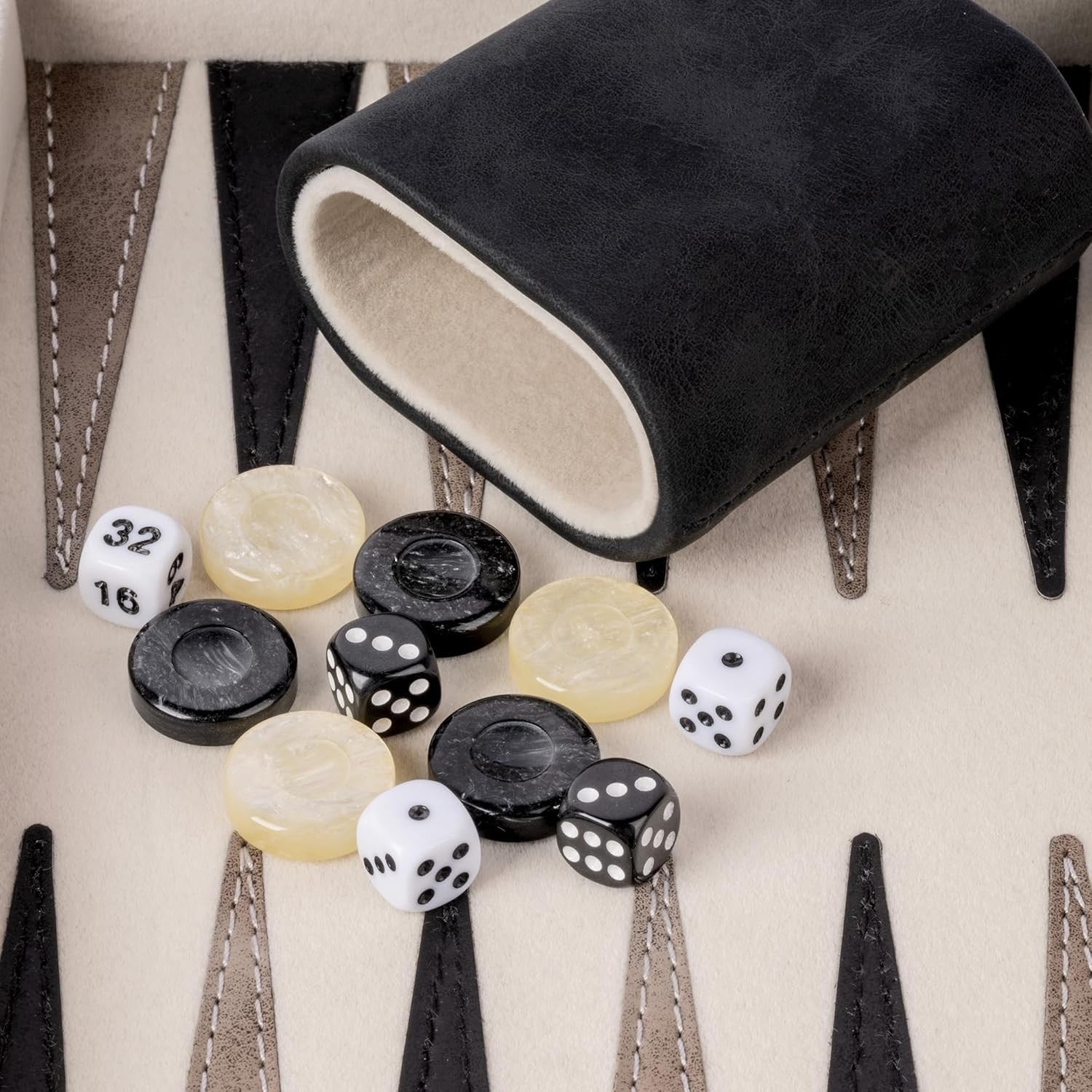 9.4 Inch Travel Backgammon Faux Leather Folding Board Portable Game