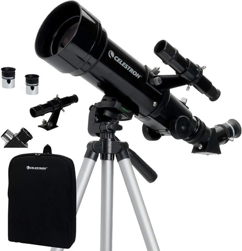 70mm Travel Scope, Portable Refractor with Tripod & Backpack-Black