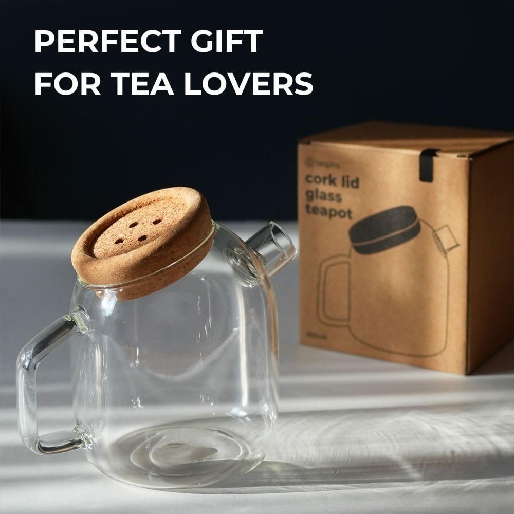 Glass Teapot 800ml Loose Leaf Tea Pot Borosilicate Infuser Strainer