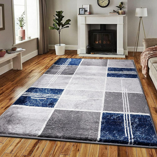 Navy Blue Area Rug 120x170cm Soft Thick Pile Non Shed Living Room Carpet