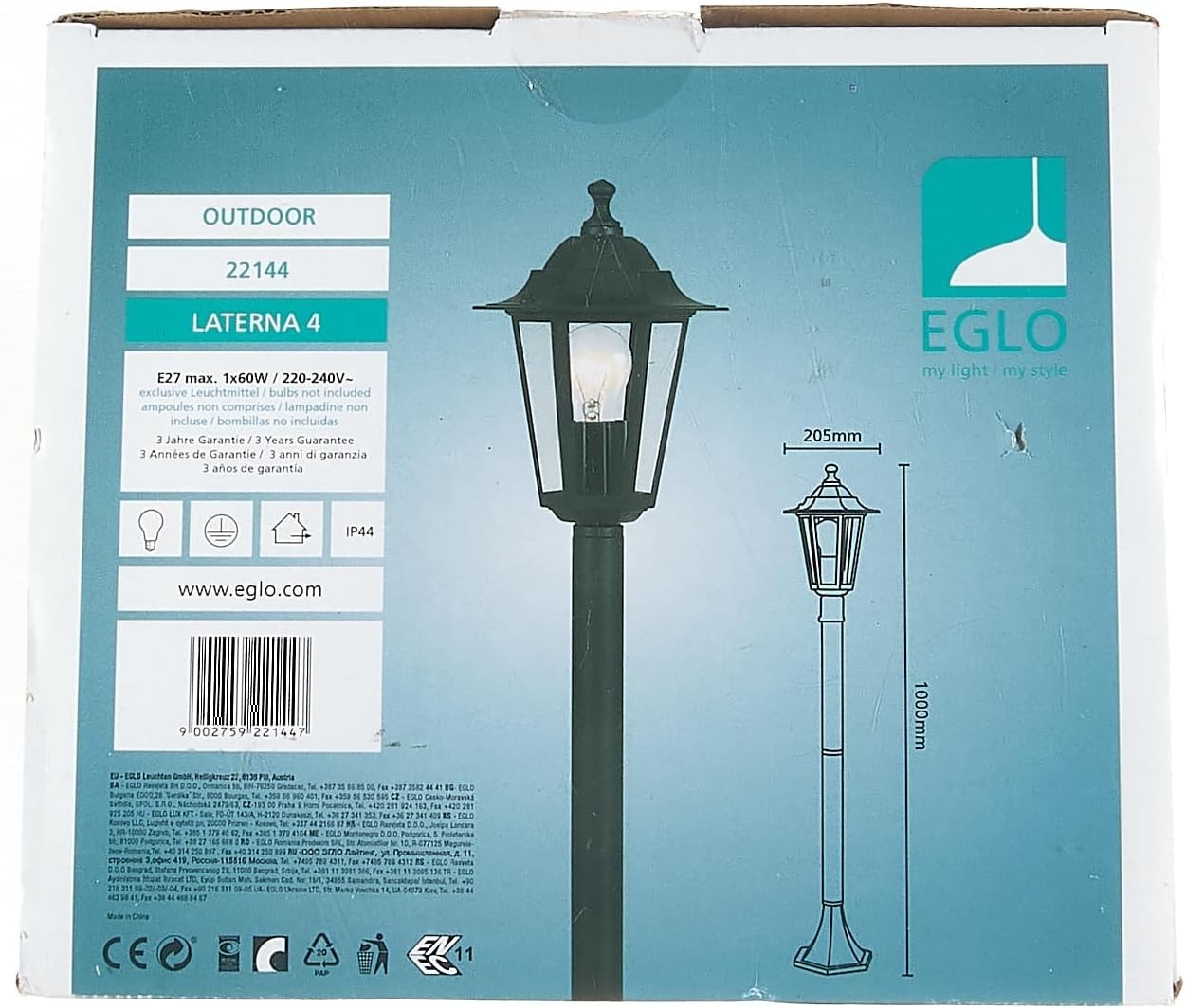 Laterna 4 Black Outdoor Lamp Post 100 cm IP44
