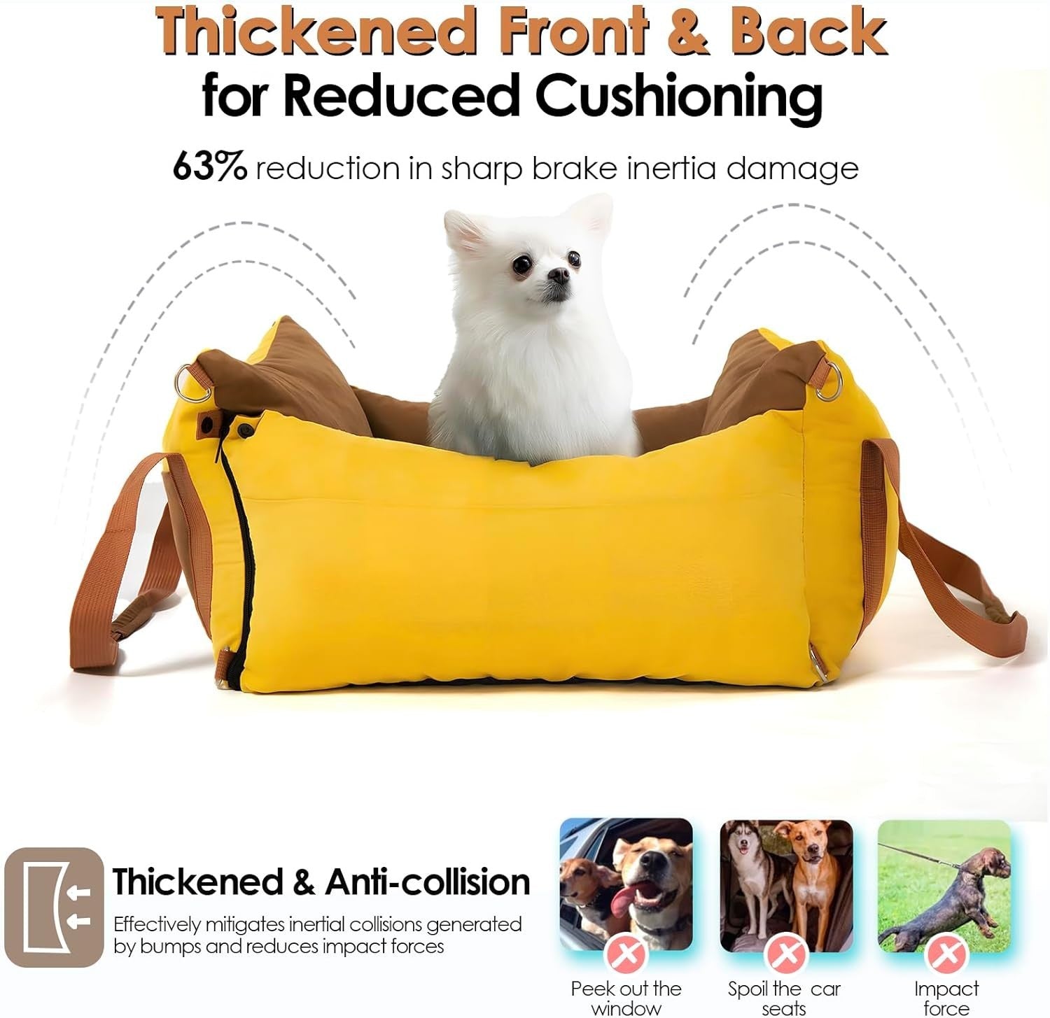 Dog Car Seat Booster Bed Portable Travel Carrier Washable Up to 15kg