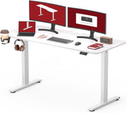 White Electric Standing Desk 140x60cm with Smart Memory Panel Home Office