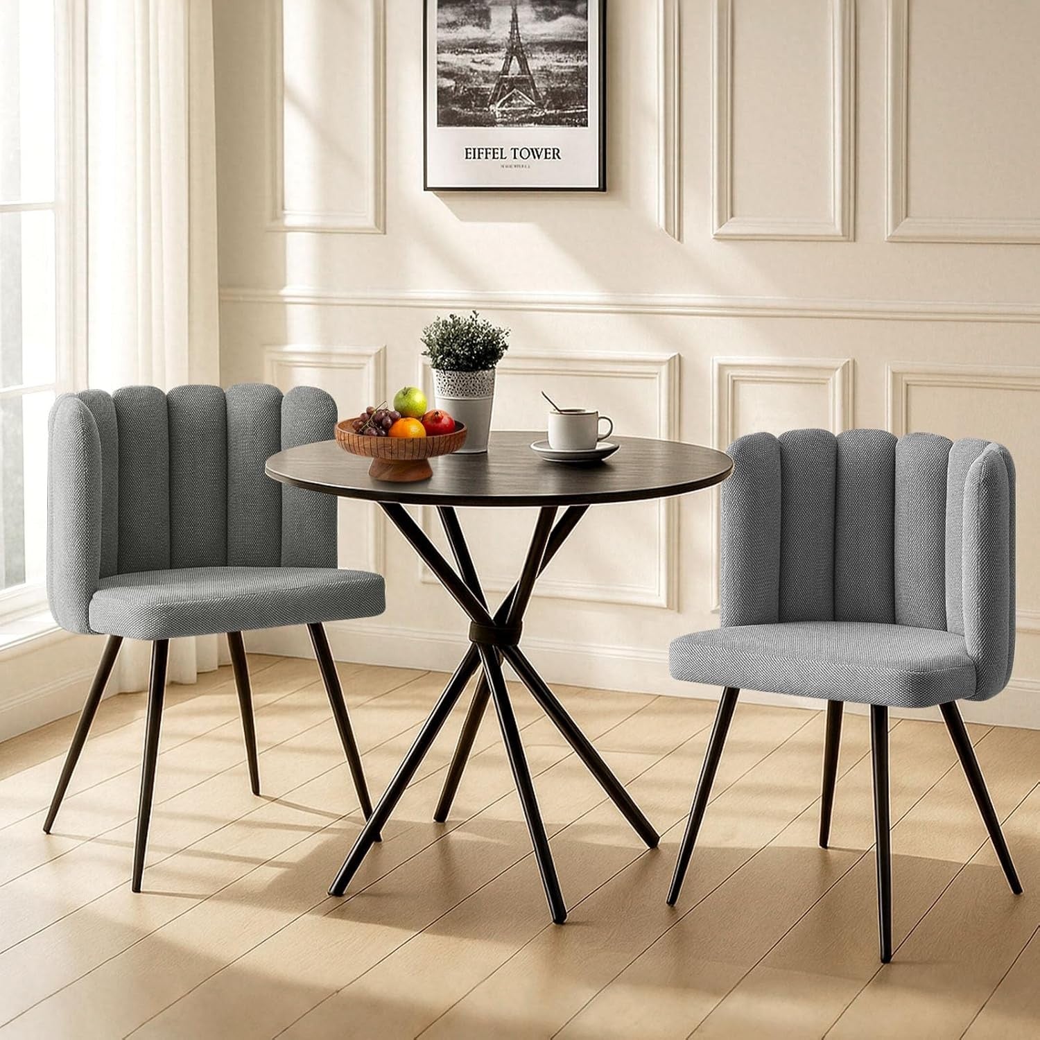 Grey Velvet Tub Chair Upholstered Accent Armchair with Metal