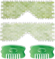 Jade Eye Mask & Gua Sha Scalp Comb Set Cooling Spa Kit