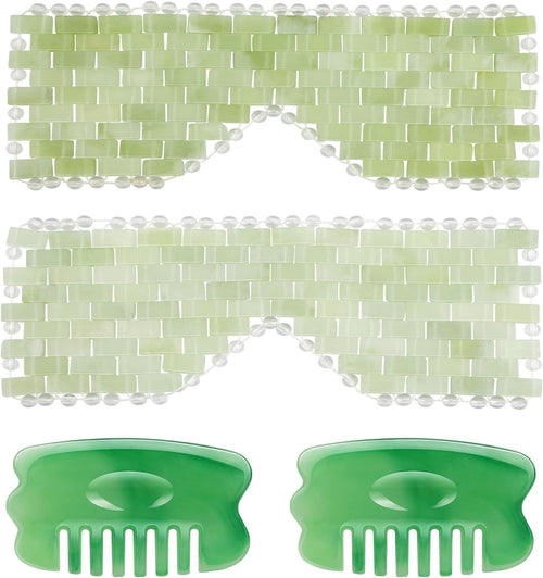 Jade Eye Mask & Gua Sha Scalp Comb Set Cooling Spa Kit