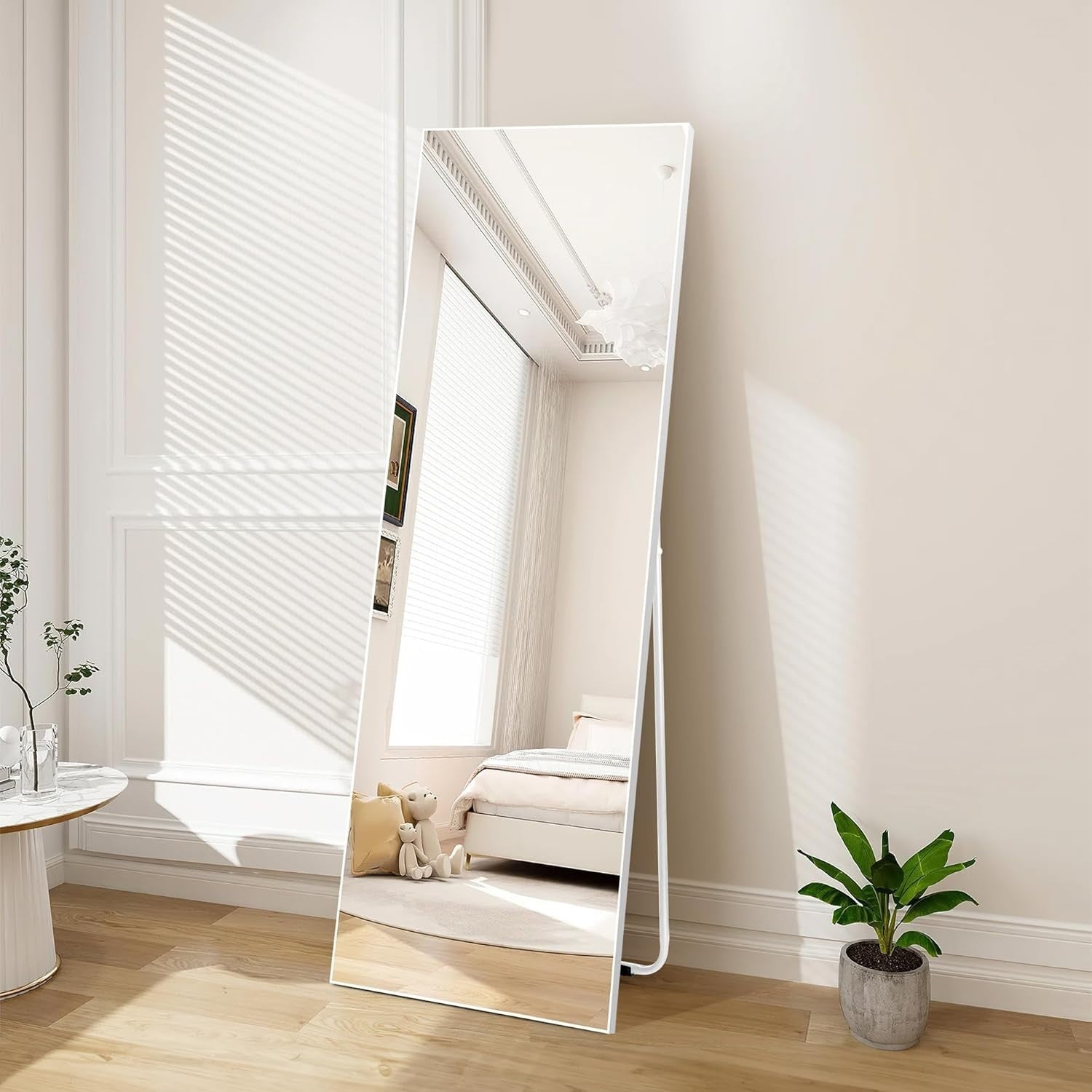Full Length Mirror 150x51cm Wall Mounted Free Standing Modern White