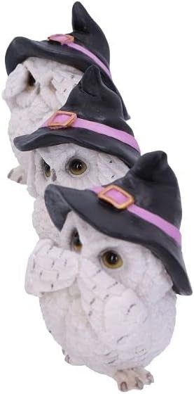 Wise Owl Witch Figurines Set Resin Ornament Cute White 9cm Home Decor Gift