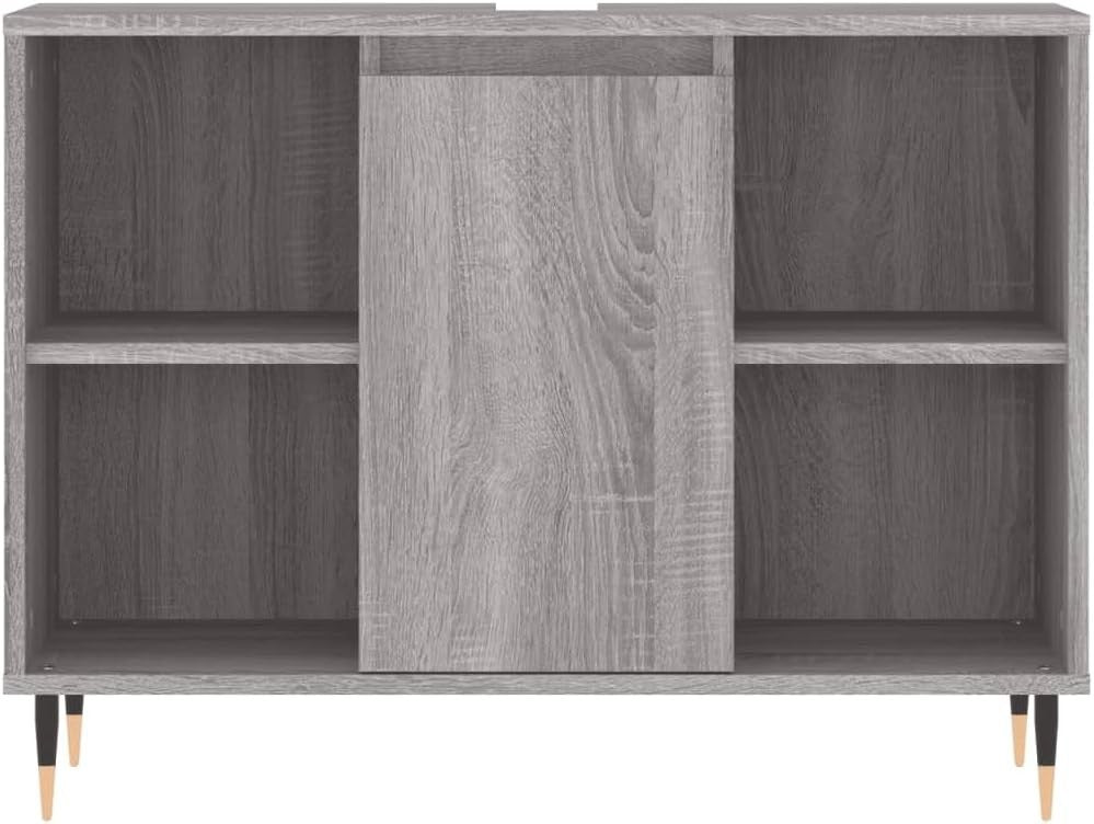Space-Saving Grey Bathroom Cabinet with Storage Shelf 80x33x60cm