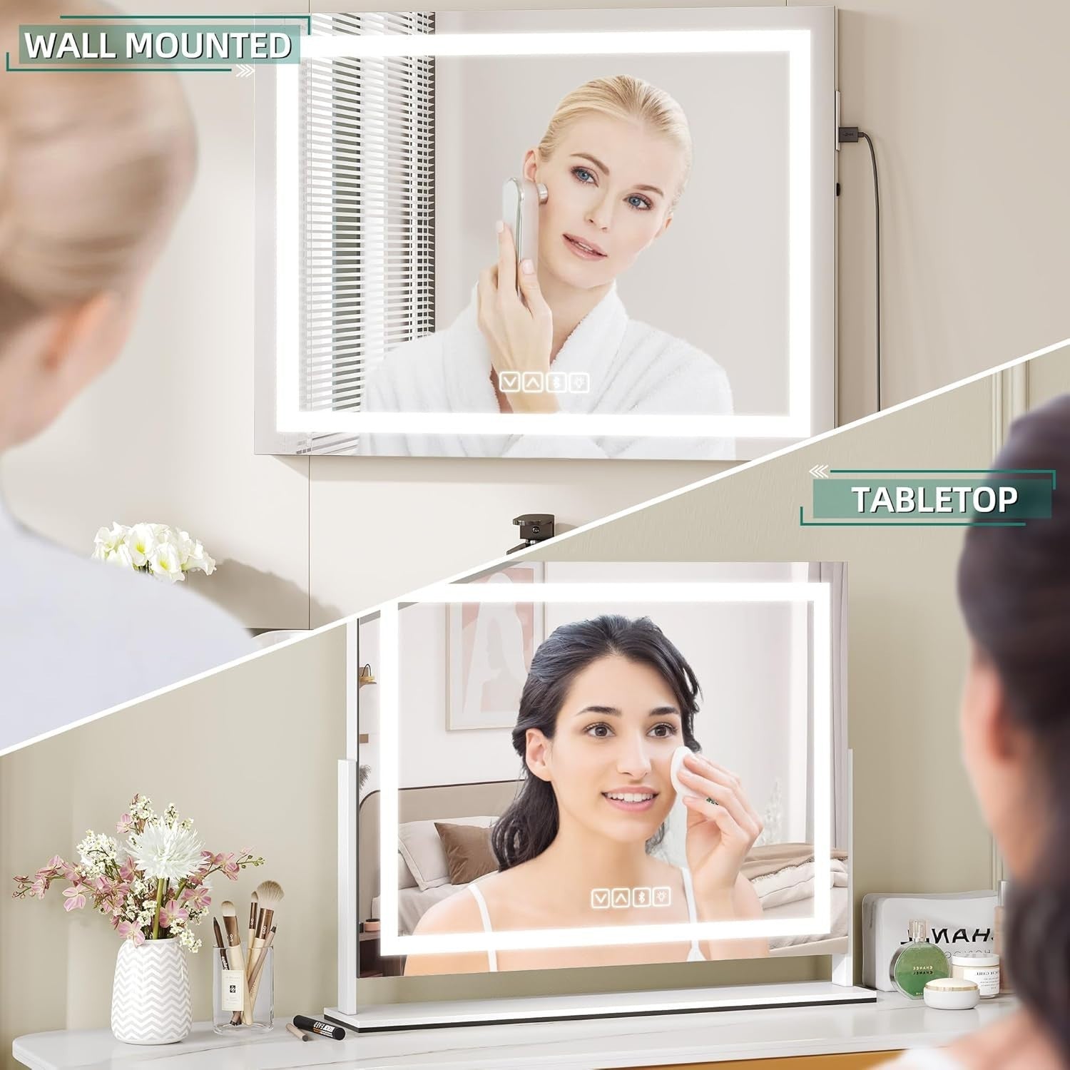 Hollywood Vanity Mirror LED Bluetooth Speaker USB Wall/Table Mount