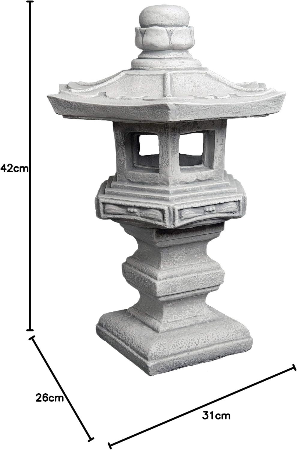 Japanese Tachi-Gata Stone Lantern 42 cm Grey Frost-Proof Garden Decor