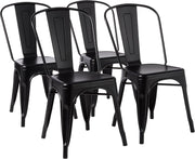 Set of 4 Black Metal Dining Chairs Stackable Indoor Outdoor
