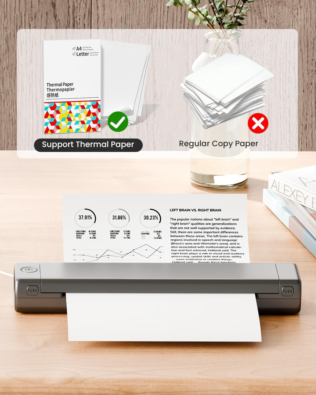 Bluetooth Portable Thermal Printer Wireless Inkless A4 Printer