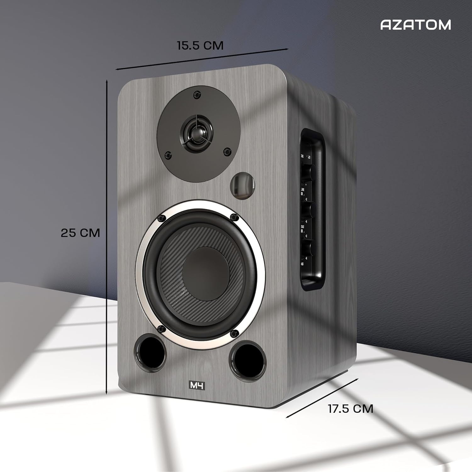 80W Bluetooth Bookshelf Speakers Hi-Res Audio HDMI Optical RCA Grey Finish